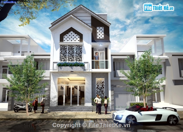 Bản vẽ nhà phố 2 tầng KT 6.6x16m full KT KC,Hồ sơ thiết kế nhà phố 2 tầng KT 6.6x16m,bản vẽ nhà phố KT 6.6x16m cao 2 tầng